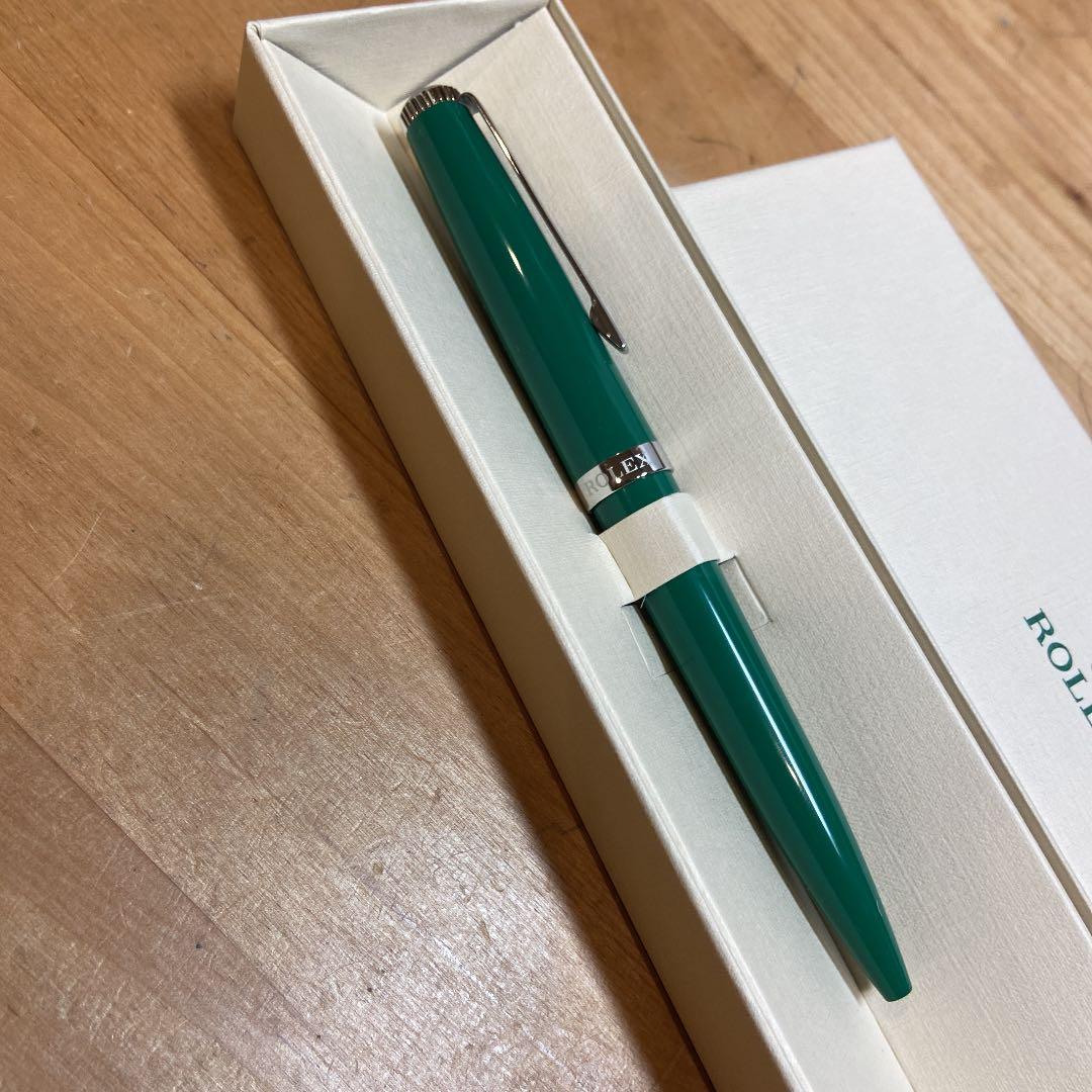 ロレックス ROLEX 緑色ボールペン メタルクリップ付き ROLEX