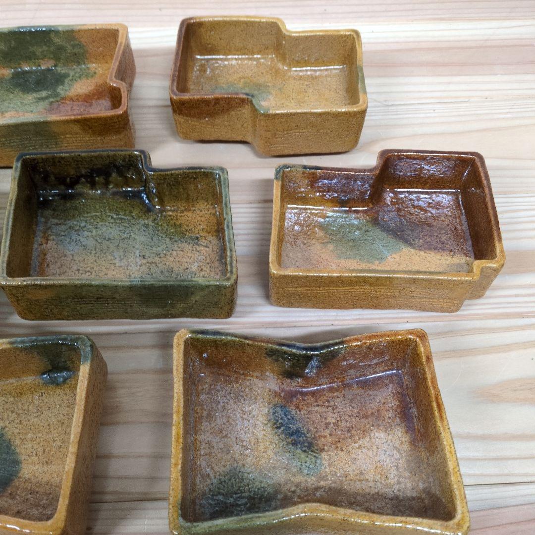 ９代大樋長左衛門　飴釉変形向付１０客揃え