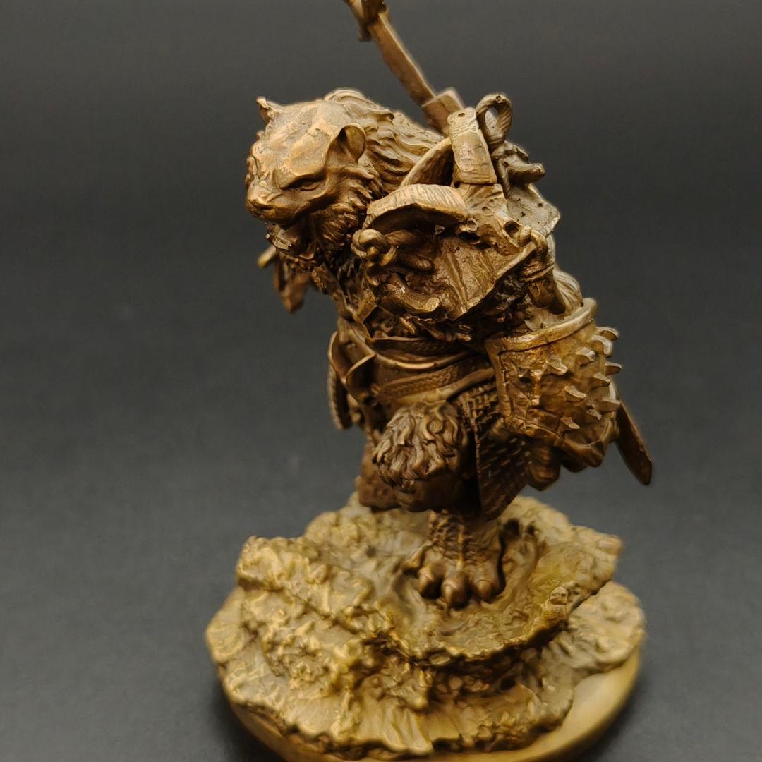 銅製置物　天干戦士　寅虎　巨剣戦士　金工品　銅製　インテリア置物