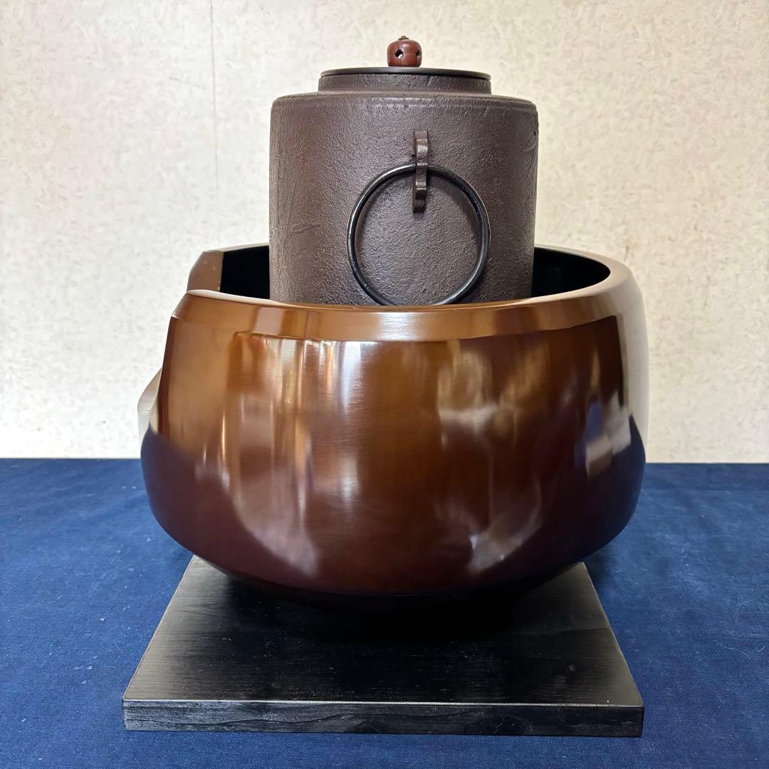 風炉/茶釜/電熱器/唐銅面取風炉/竹地紋筒釜/野々田電熱器/敷板/前瓦/底