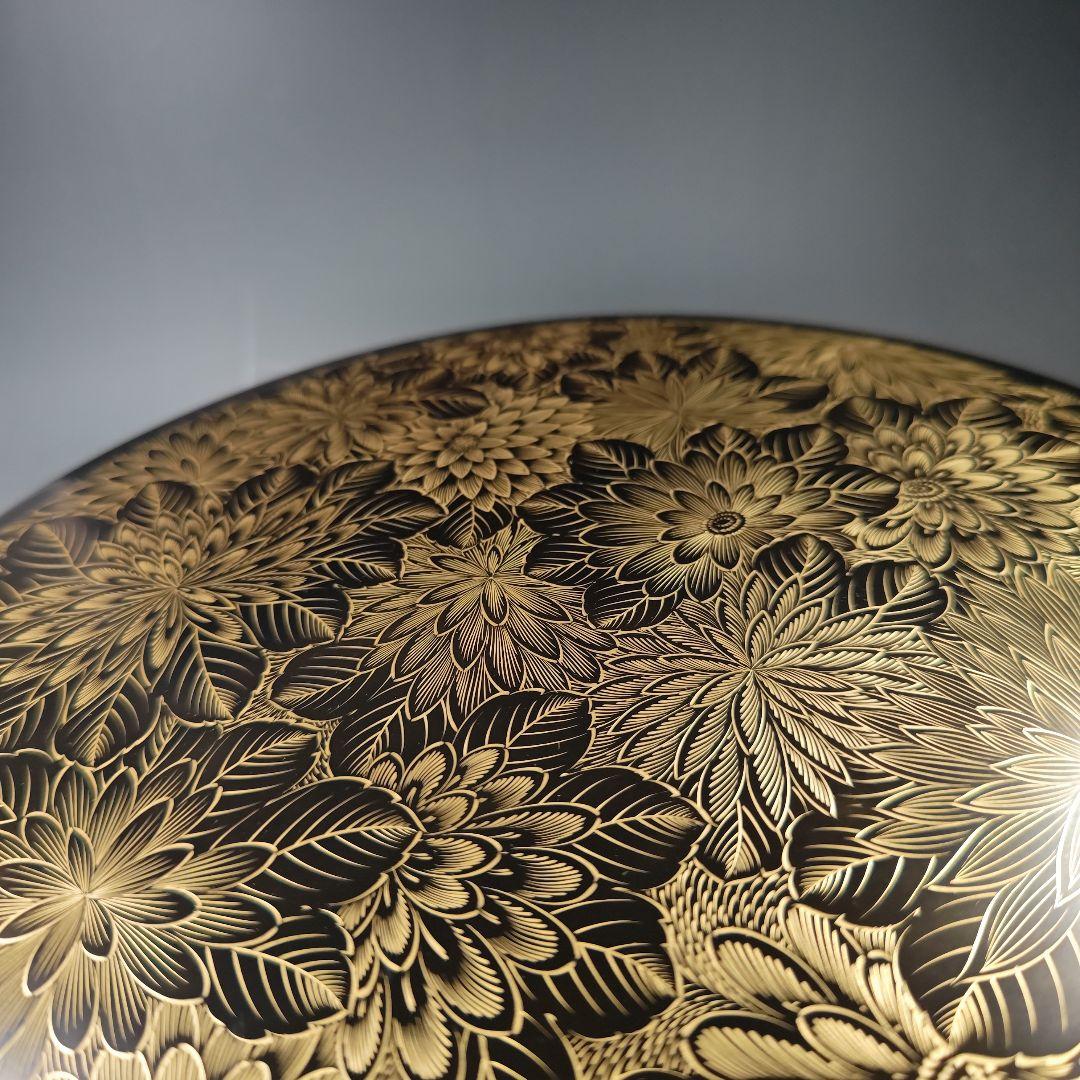 イ873 茶櫃『清光作』『輪島塗沈金菊模様　共箱』茶道具　煎茶道具