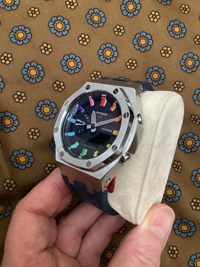 GA-2110本体付き ラバーベルトカスタム Gショック(レインボーインデックス