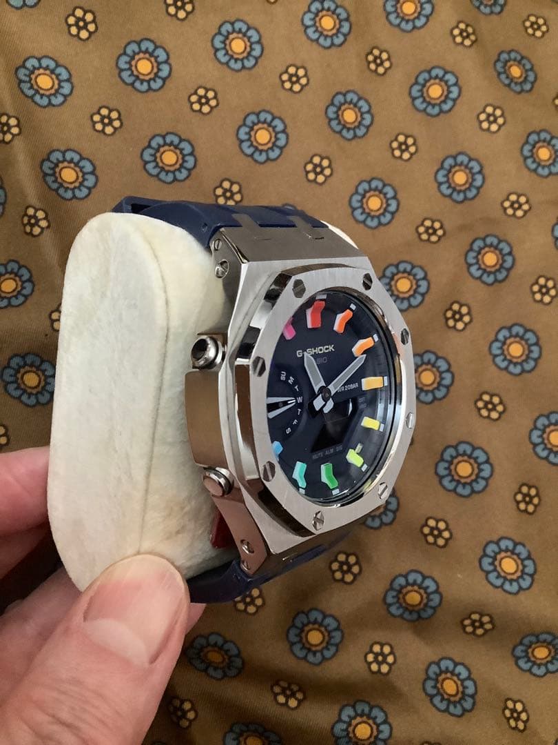 GA-2110本体付き ラバーベルトカスタム Gショック(レインボーインデックス