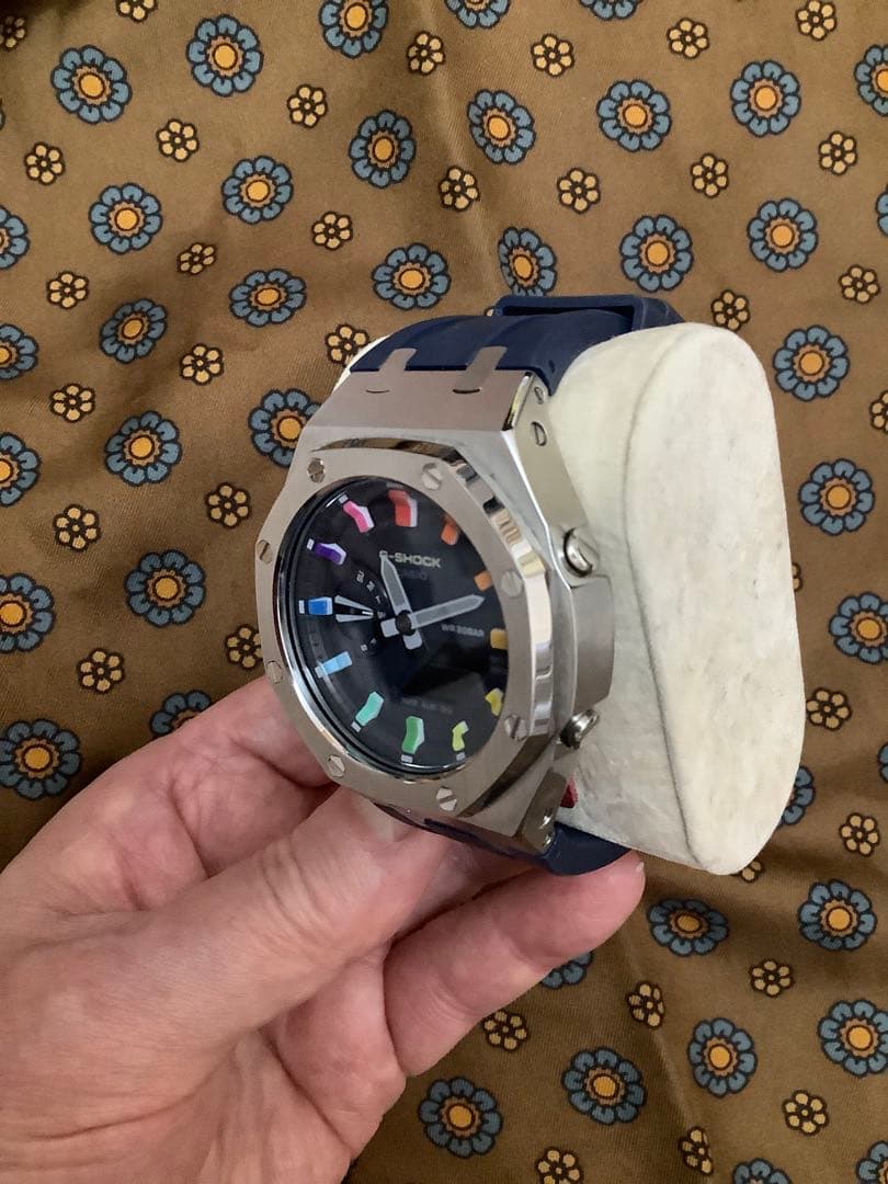 GA-2110本体付き ラバーベルトカスタム Gショック(レインボーインデックス