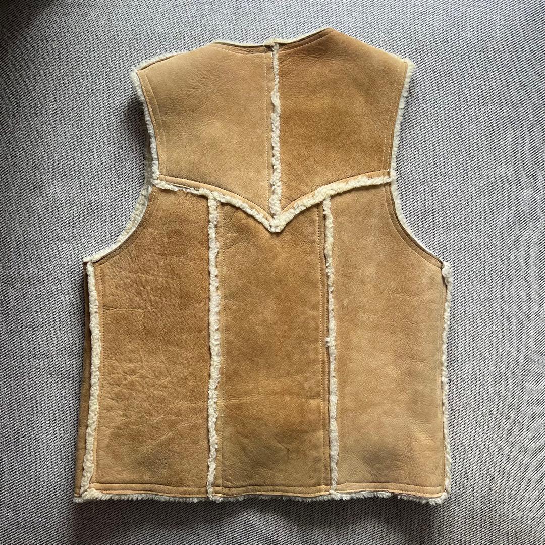 希少70's~80's vintage ムートンベスト　シープスキン　キャメル