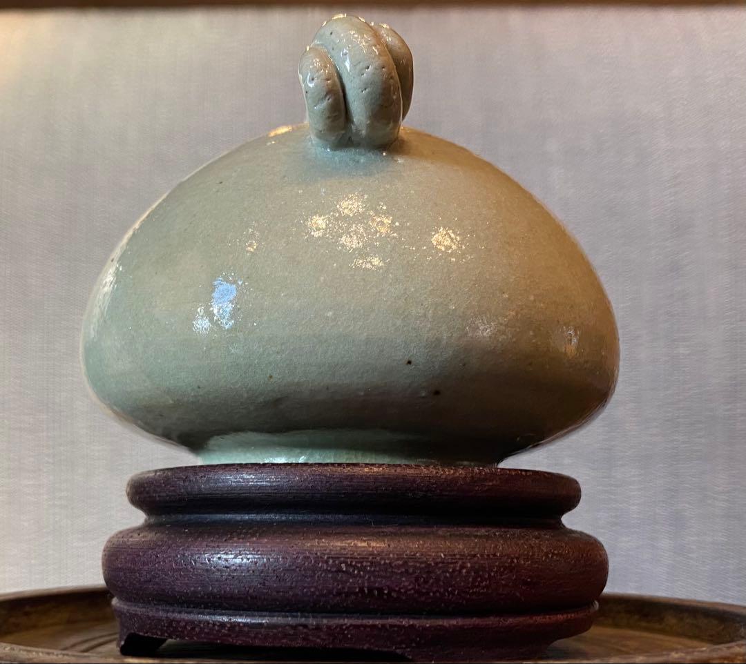 緑青磁 水滴・一輪挿し 鑑賞台付 沈船品 ヴィンテージ レア 中国 台湾茶器