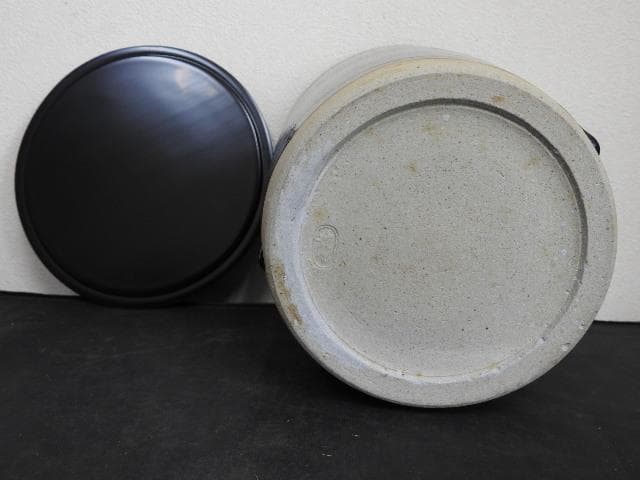 膳所焼　糸目水指　陽炎園　共箱　MA677