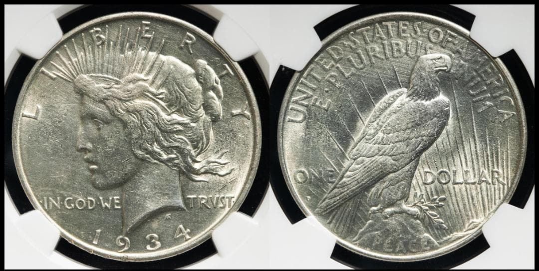 NGC-AU 洗浄 アメリカ合衆国 1934D ピースダラー　銀貨