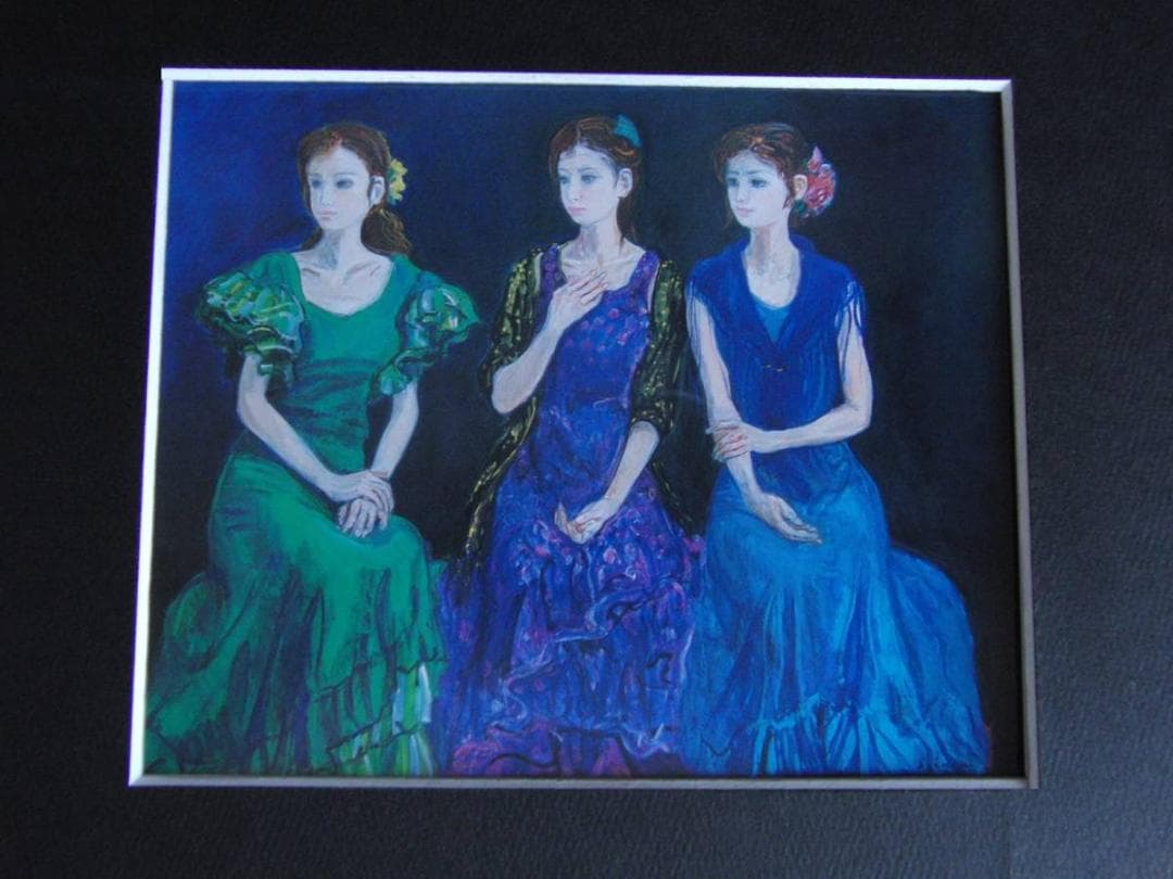 円地信二、【フラメンコの友】、希少な額装用画集より、新品額装付、状態良好