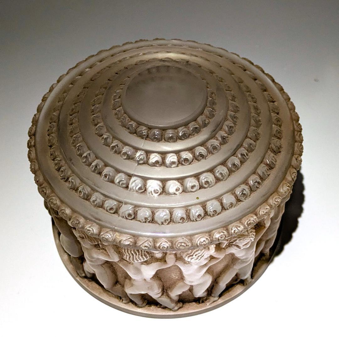Lalique Japan ☆生命の神秘☆ルネ ラリック アンファン希少な茶パチネ蓋物
