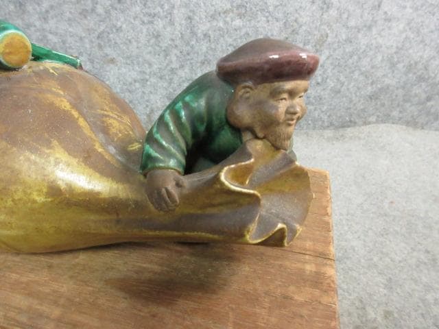 九谷焼秋塘陶園中村翠恒ねずみに大黒の置物共箱付き [