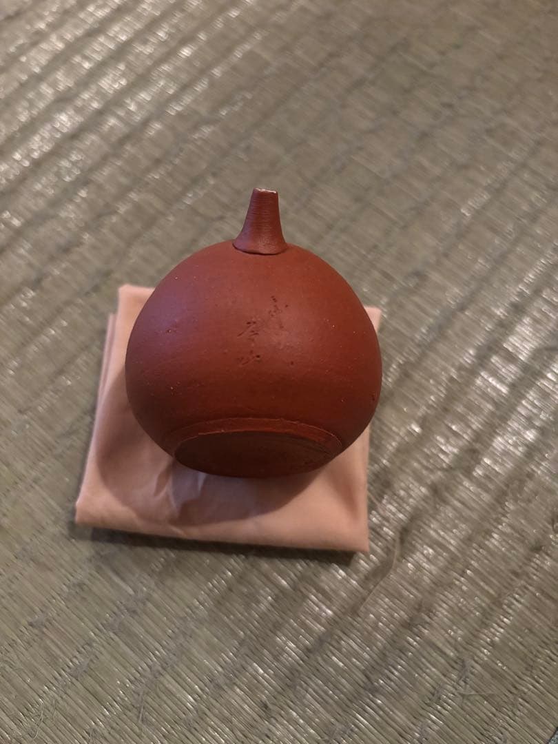 三代山田常山 梨皮 朱泥 水滴 人間国宝 稀少品 在銘