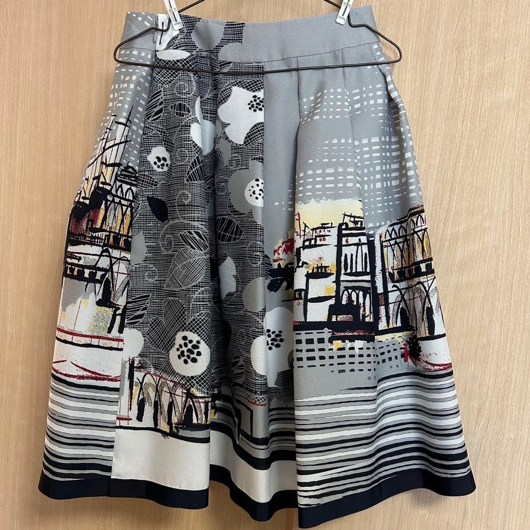 M’s gracy エムズグレイシー　フラワー×風景柄タックススカート　フレア