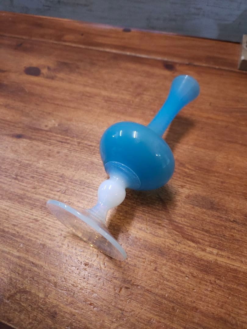 フランスアンティーク オパリンガラス 花瓶 ブルー系 一輪挿し グラス 花器