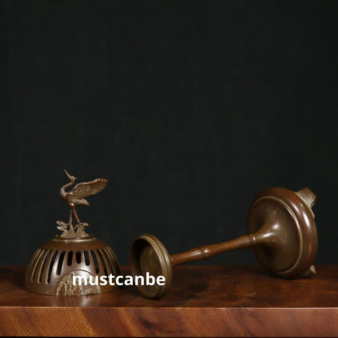 銅 細工 鶴守宮灯香炉 室内檀香香炉 禅意 置物 装飾品 工芸