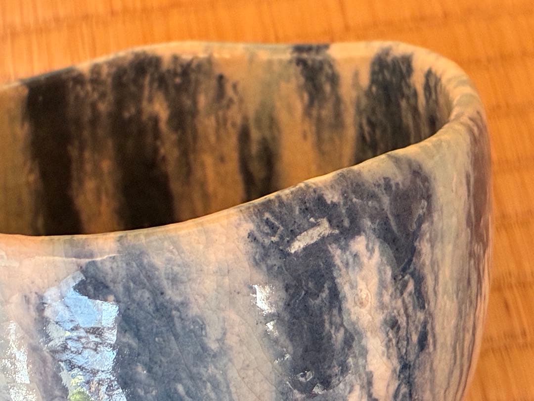 茶道具 楽焼『流水茶碗』 7代目和楽 作