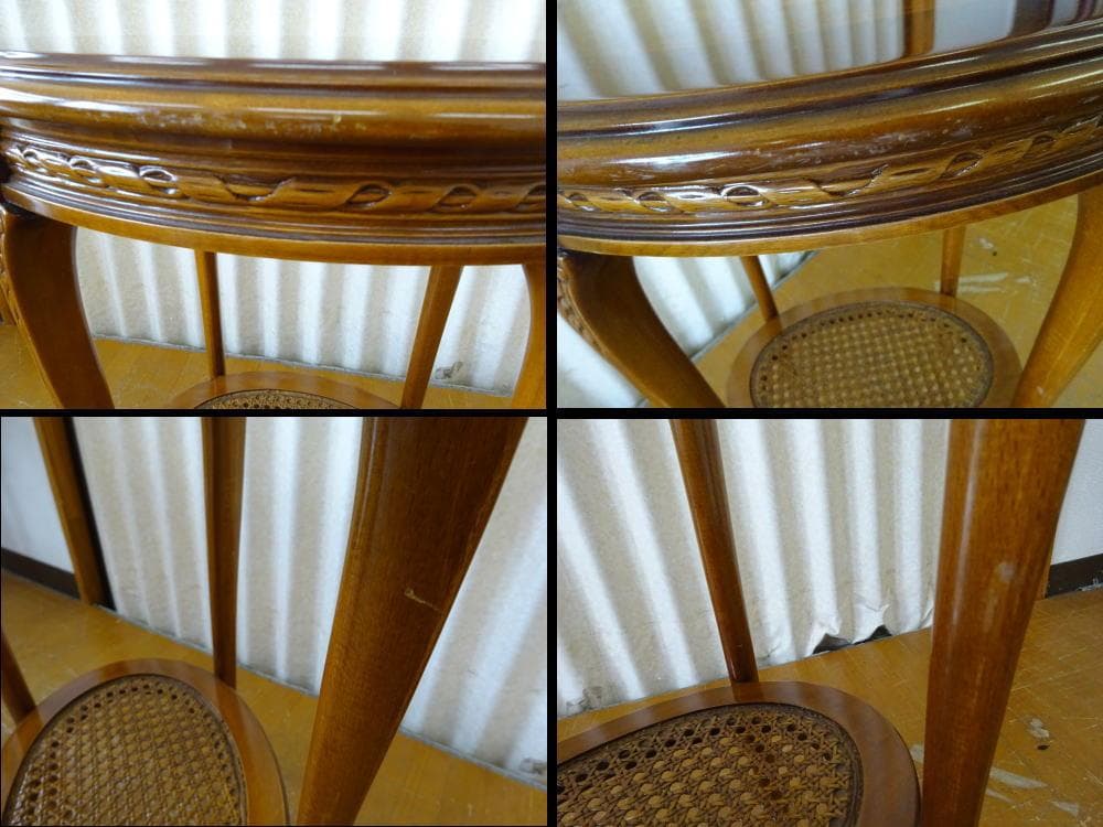 イタリア製 象嵌 猫脚 サイドテーブル 花台 飾り台 アンティーク ①