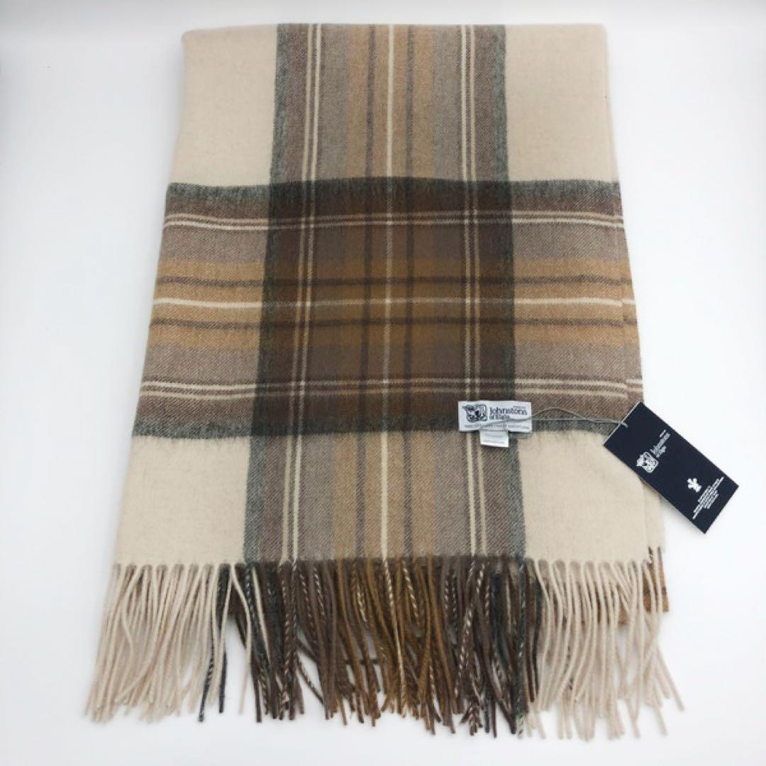 ジョンストンズ 大判マフラー スカーフ ナチュラルスチュワート