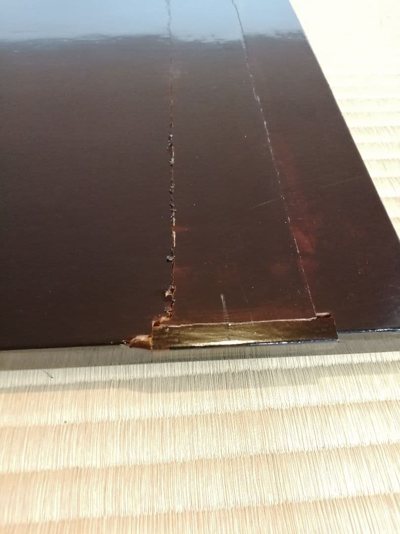 【茶道具】橋口宗榮造　黒掻合わせ塗長板　藪内流　長板82