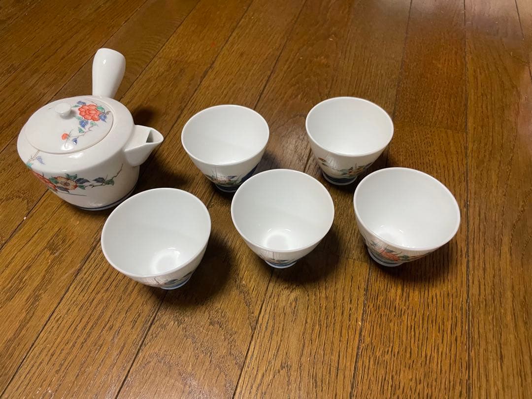 【訳あり】十四代　酒井田柿右衛門　錦　岩牡丹文　茶器　共箱　人間国宝