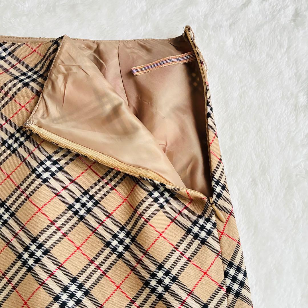 【極美品】バーバリーブルーレーベル　ノバチェック柄スカート ウール混　38