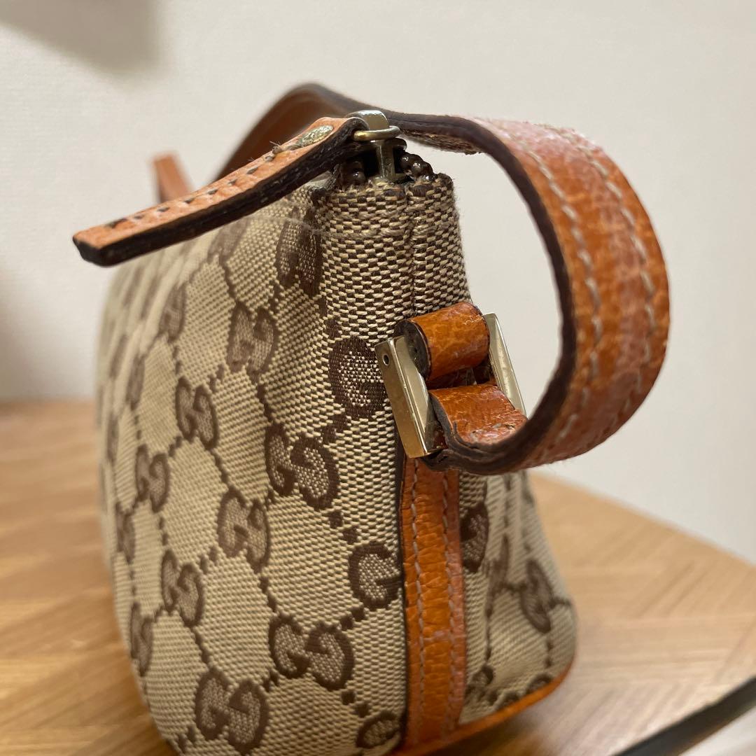 【美品】GUCCI ミニハンドバッグ　アクセサリーポーチ　GG柄　レザー