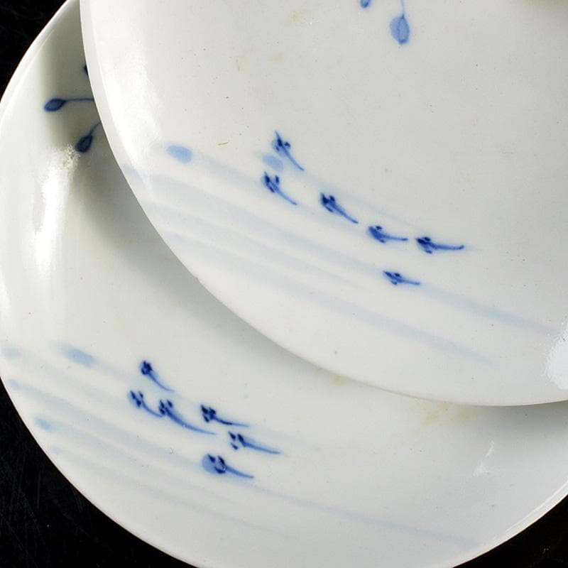 和食器 瀬戸焼 古瀬戸 染付 桜メダカ文 盛塩皿 皿 十三客 V R7265の