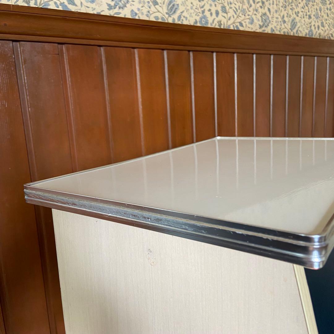 昭和レトロ 電話台 ホワイト 引き出し 収納棚 サイドラック チェスト