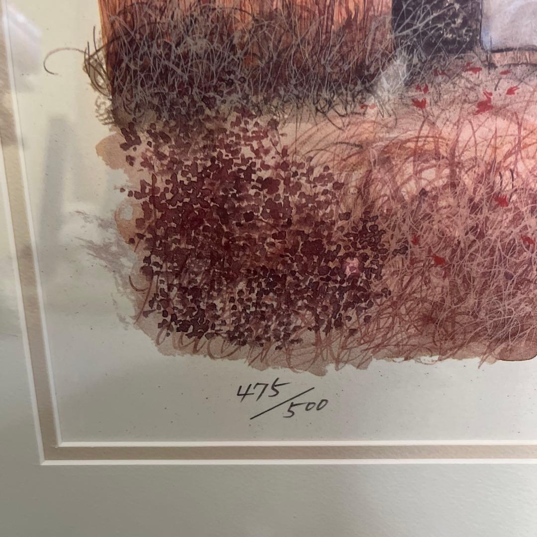 中島潔　故郷　475 リトグラフ　真作　サイン入り絵画　油絵　額縁　美品