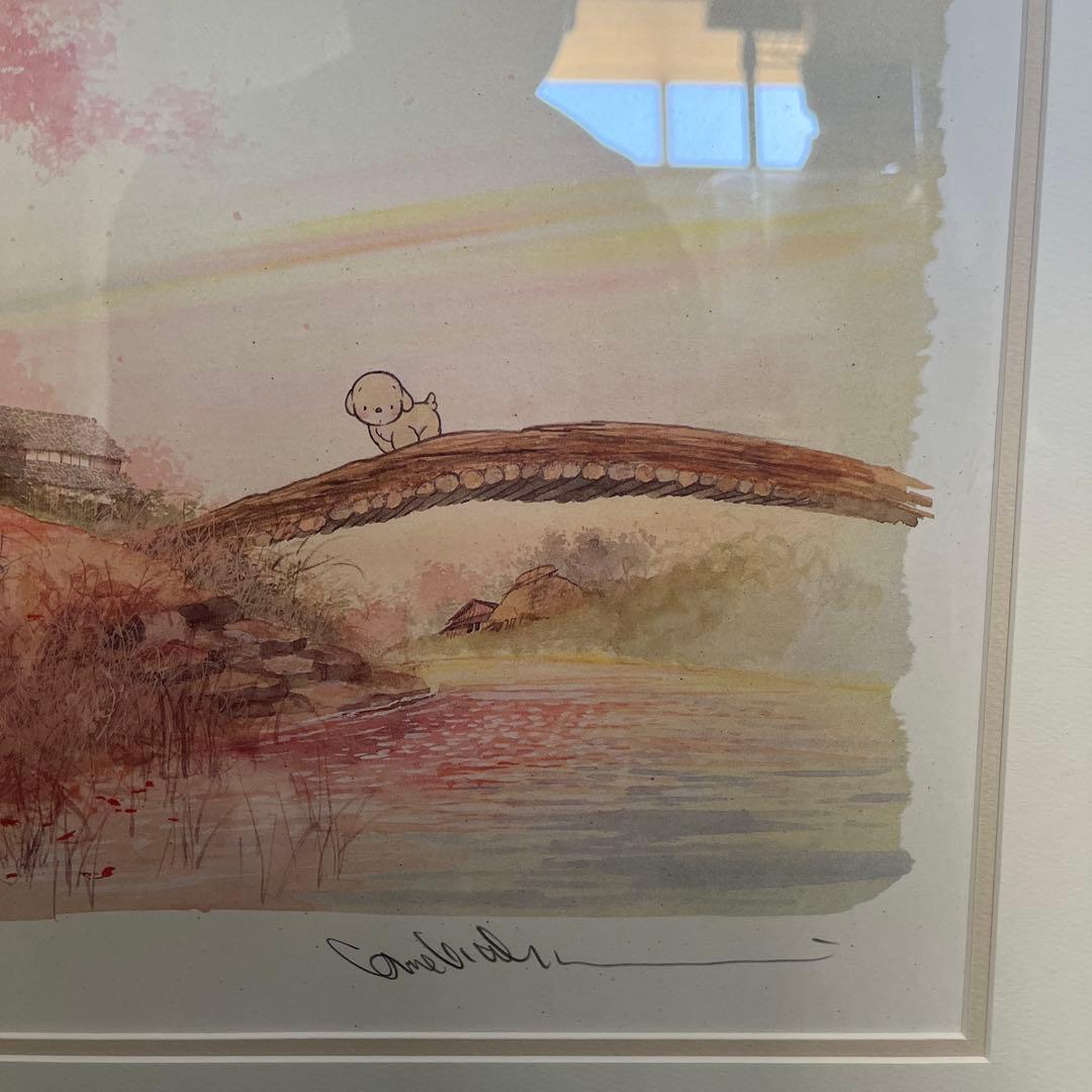 中島潔　故郷　475 リトグラフ　真作　サイン入り絵画　油絵　額縁　美品