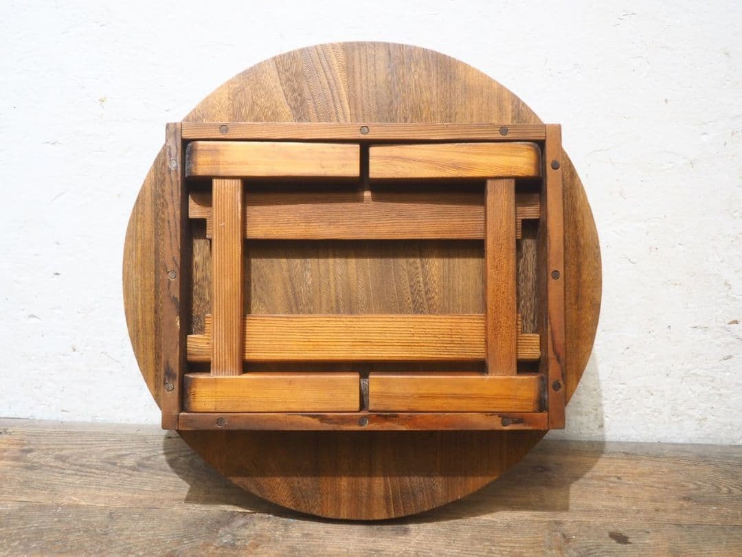 1310 折りたたみ式 レトロな丸ちゃぶ台 座卓 ローテーブル 古家具 古道具