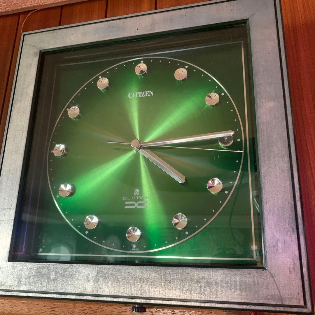 CITIZEN エリトロン　スペースエイジ　メタルグリーン　稼働品　掛時計