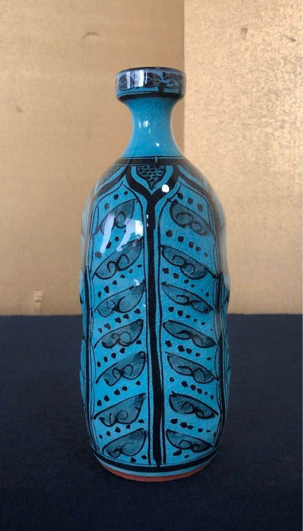 割引❗️《R》トルコ青 花入 秀逸作 加藤賢司 陶歴書 共布 共箱250820G1