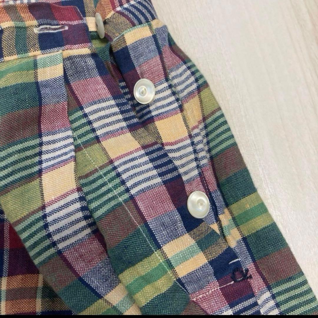 45R チェック柄 リネンタックワイドパンツ ロングキュロット サイズ2