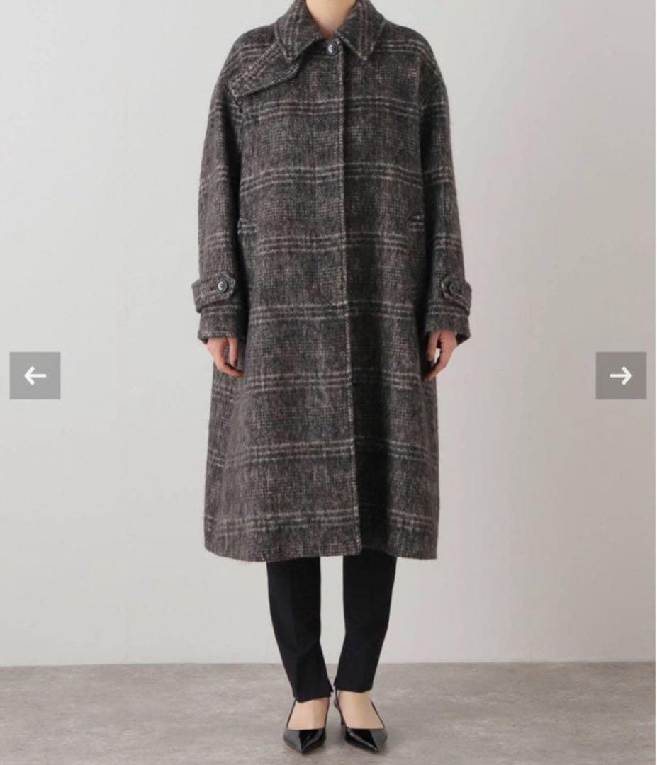 FRAMeWORK シャギーチェックバルカラーコート ダークグレー 38