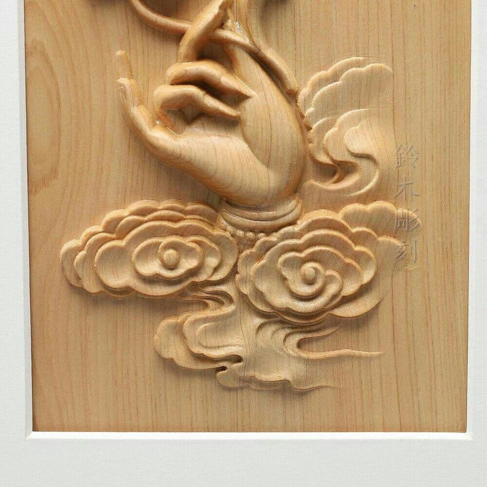 新作  蓮華の手 装飾壁画  彫刻  精密細工   彫刻工芸品