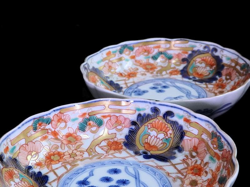 古伊万里 金襴手 松竹に牡丹の図 膾皿 2客 E939AS-CQr - メルカリ