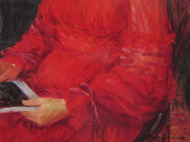 柳沢淑郎、「読書する女」、希少な額装用画集より、新品高級額装付