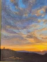 【真作】絵画　井田益嗣　油彩4号　帰りの道　夕日の光を描く静謐な一作　X120