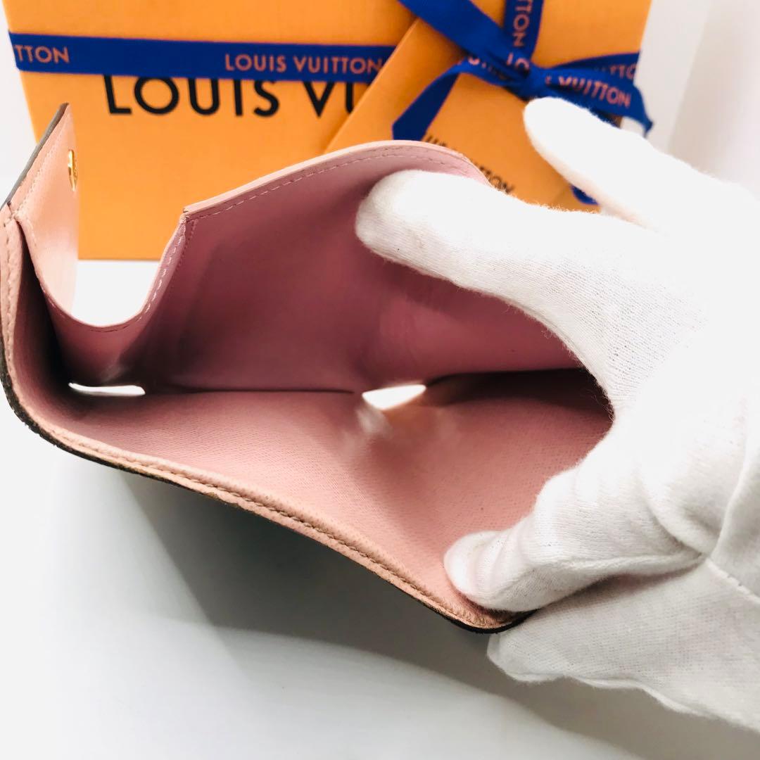 ルイヴィトン✨ポルトフォイユ ヴィクトリーヌ ローズバレリーヌ 三つ折り財布 茶