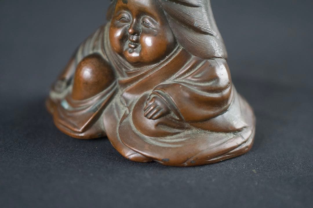 お多福 おたふく 招福 縁起物 置物 金属製