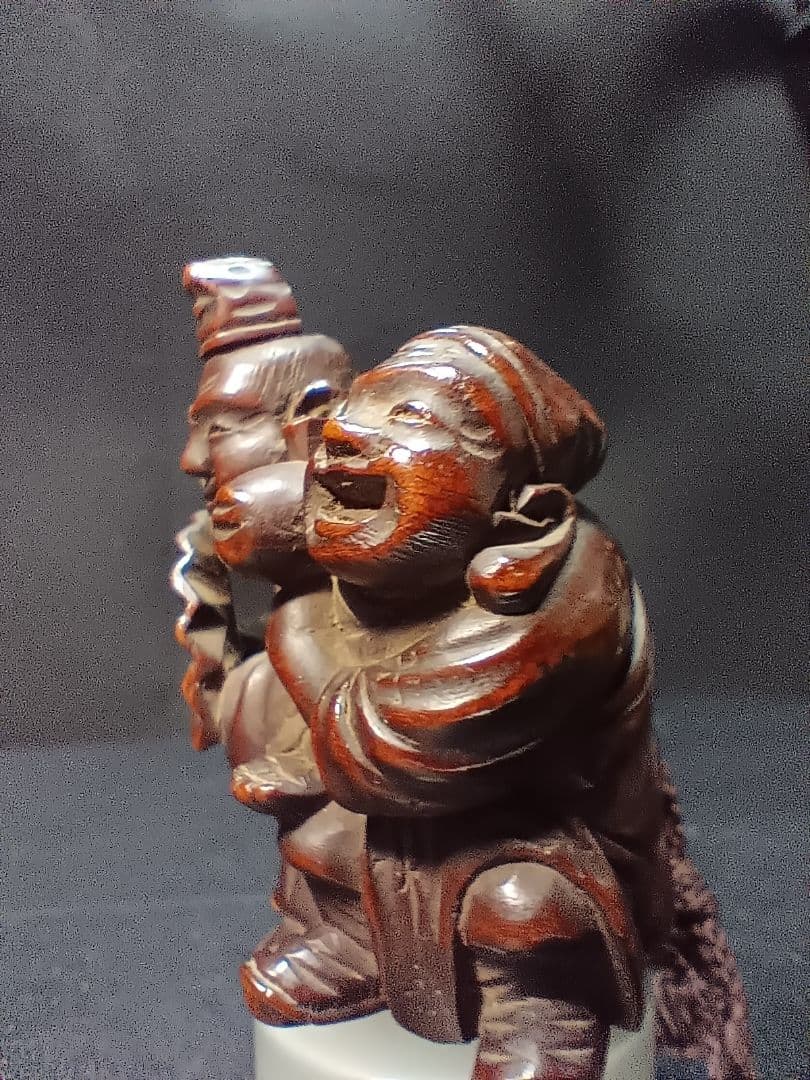 柘植彫 江戸時代 根付 「恵比寿大黒の図」 縁起物 - メルカリ