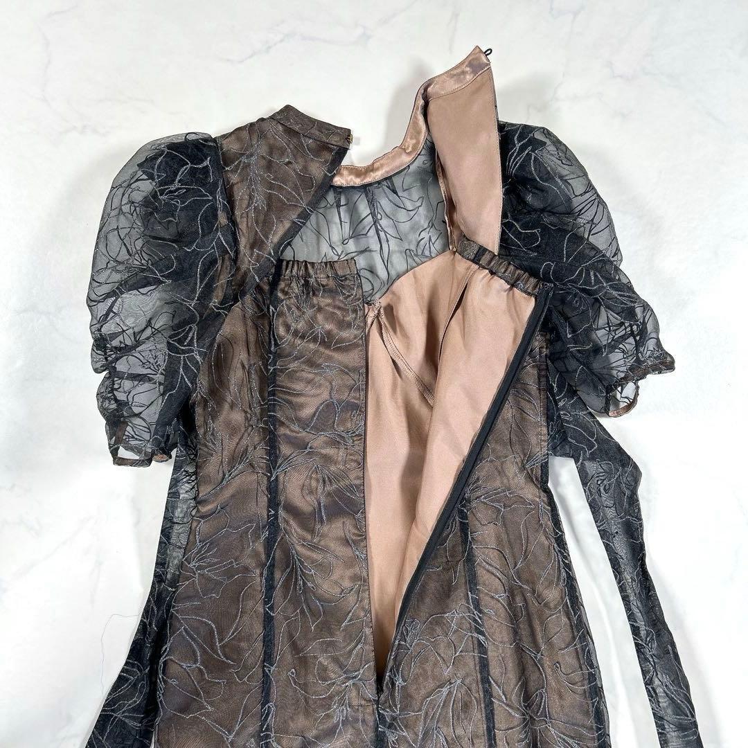 LILY BROWN　エンボスオーガンジーLilyグリッタードレス　ブラック　0