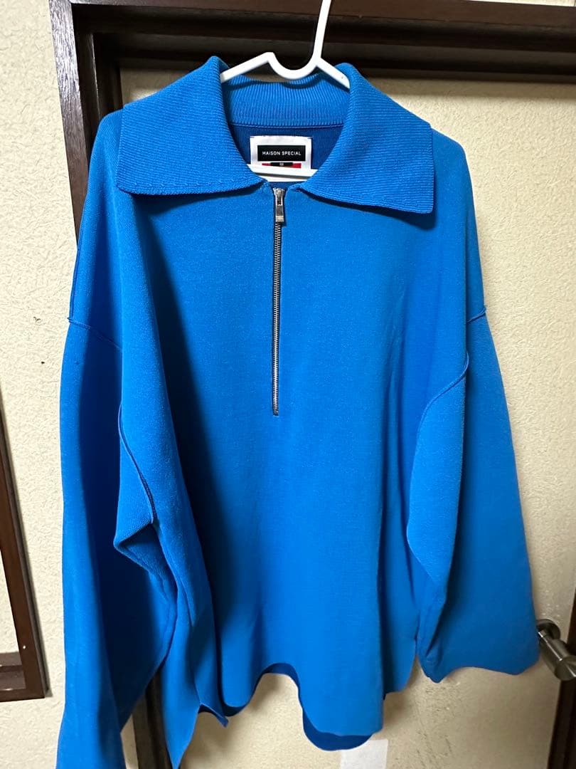 ダブルフェイスハーフジッププライムオーバーニットポロシャツ