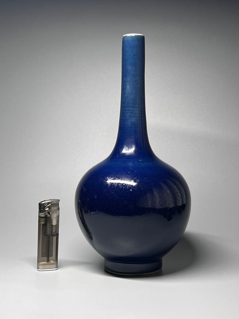 中国古美術　古磁　霽藍釉　琉璃釉　珍品旧蔵　古賞物　大清康熙年製　美品