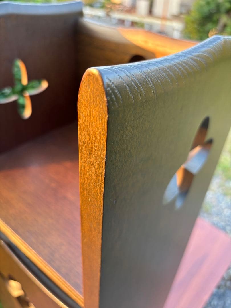 希少 karimoku カリモク 電話台 花台 飾り棚 平成レトロ 彫刻