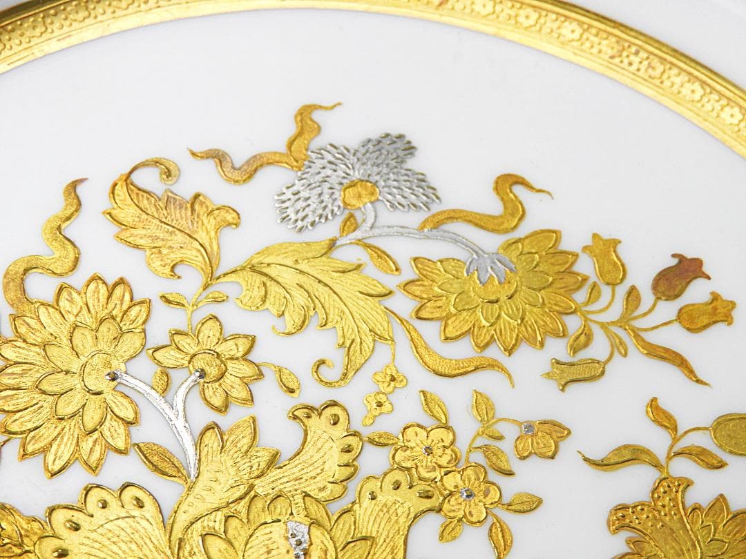 ミントン ティファニー特注 金彩プラチナ キャビネット プレート