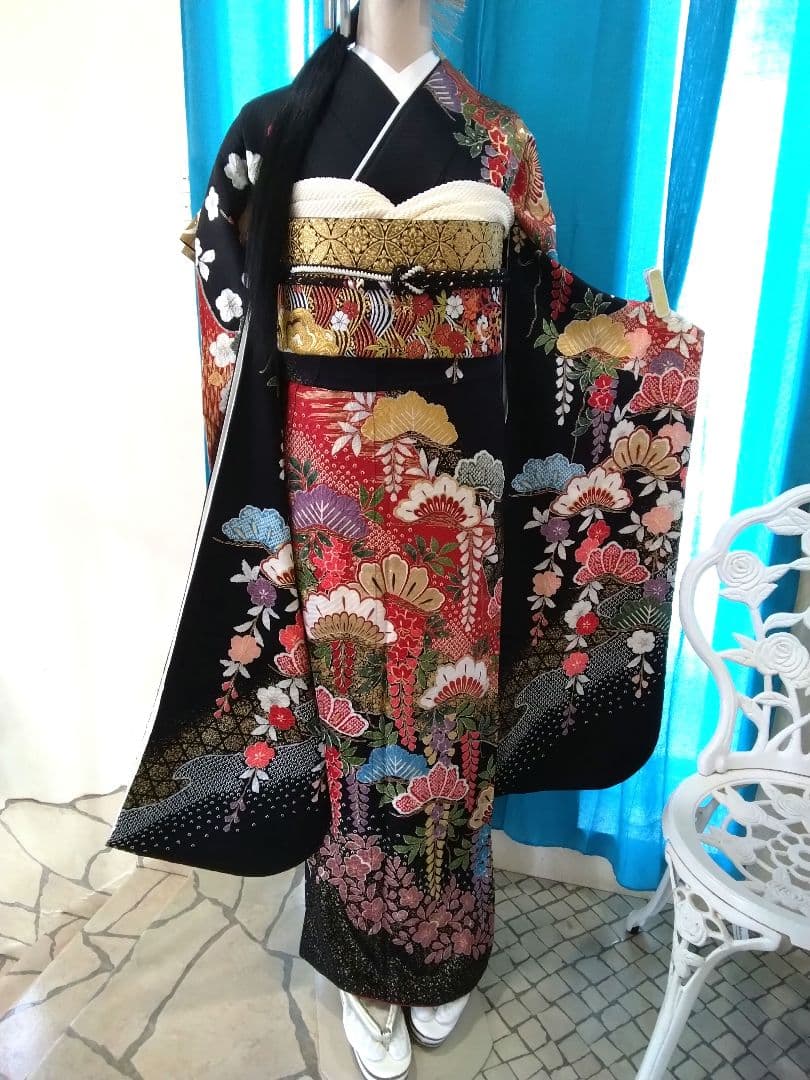 振袖フルセット、正絹絞り成人式、重ね衿帯揚げ帯締め、西陣袋帯、襦袢