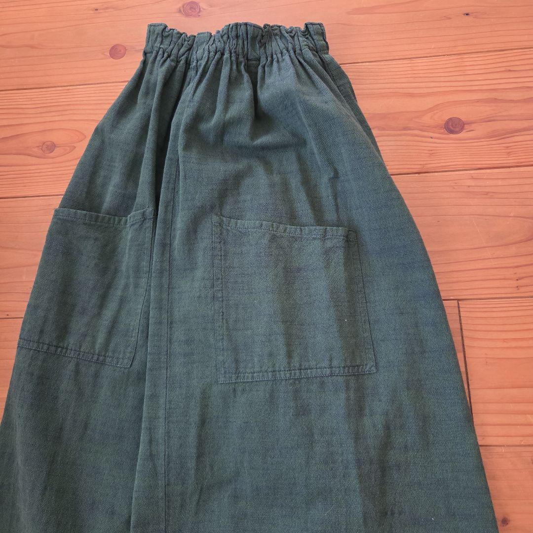 【美品】ヤンマ産業 会津木綿 キュロット グリーン ガウチョパンツ