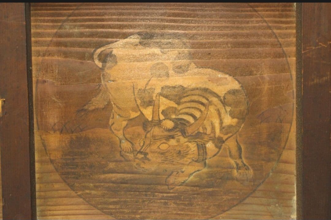 江戸時代 無銘 作者不明 彩色絵馬 干支図 蛇 虎 板絵 奉納